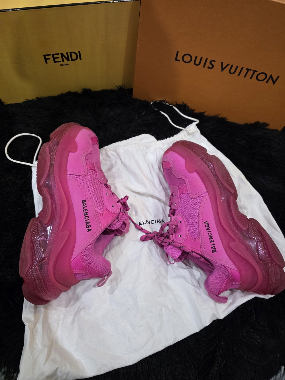 Balenciaga Triple S Pink Chunky Sneakers